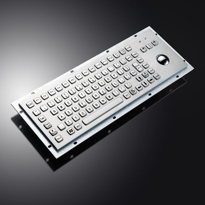 IP65 Metal Industrial Keyboards With Trackball 89 Keys Stainless Steel USB Rugged Keyboard For Self Service Kiosk