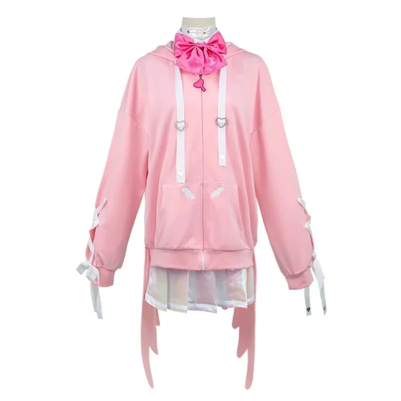 

DY20Game NEEDY GIRL OVERDOSE KAngel Розовая толстовка с капюшоном Косплей Костюм Полный комплект одежды Матроский костюм Jk Униформа Лазерные юбки Лента