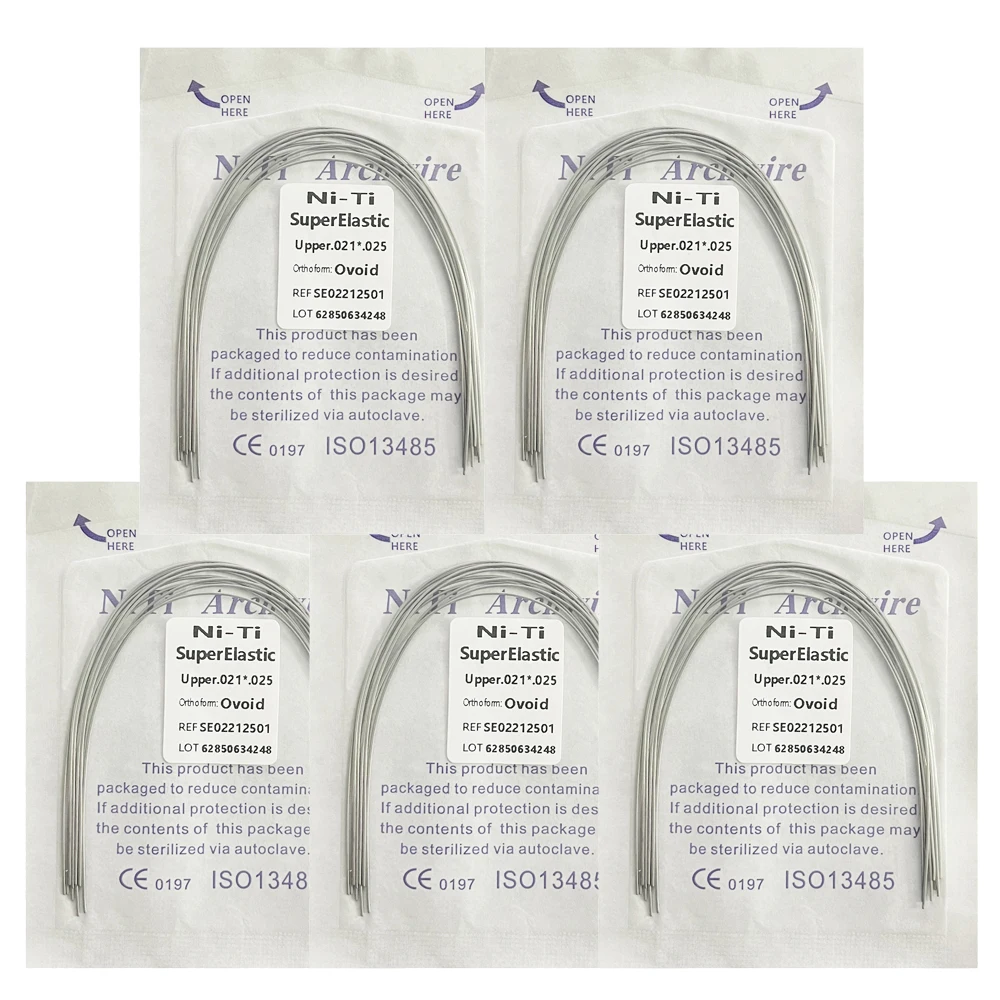 5Pack AG Tandheelkundige Boogdraden Orthodontische Super Elastische NITI Ronde Rechthoekige Boogdraad Onder/Boven 012/014/016/018/020/16x16/16x22
