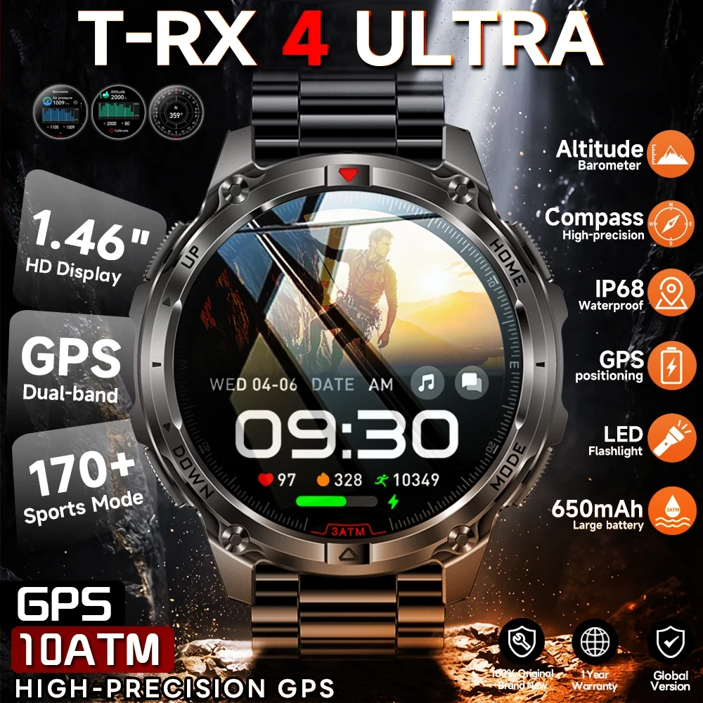 Altimeter Compass Watch - Militaire GPS Precisie Positionering Smartwatch Heren