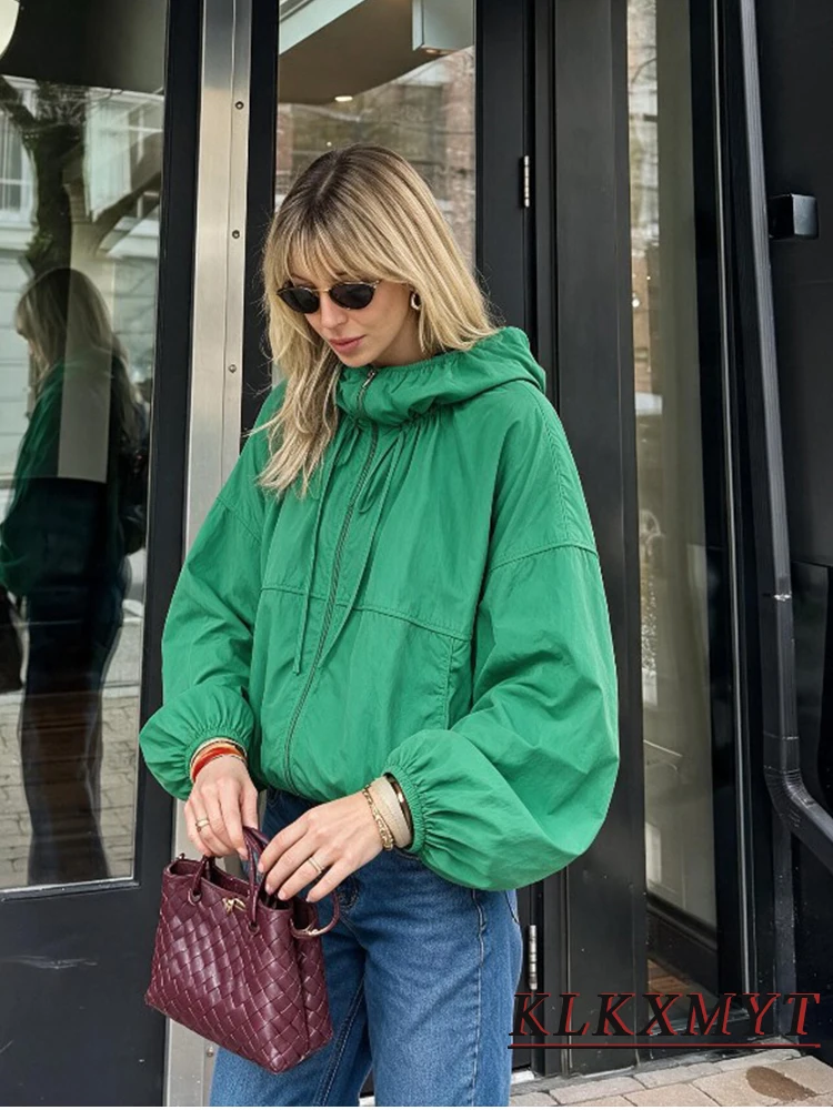 Women Autumn Winter Fashion Lace Up Green Coats Elegant Long Sleee Stand Collar Zipper Coat Leisure Office Jackets