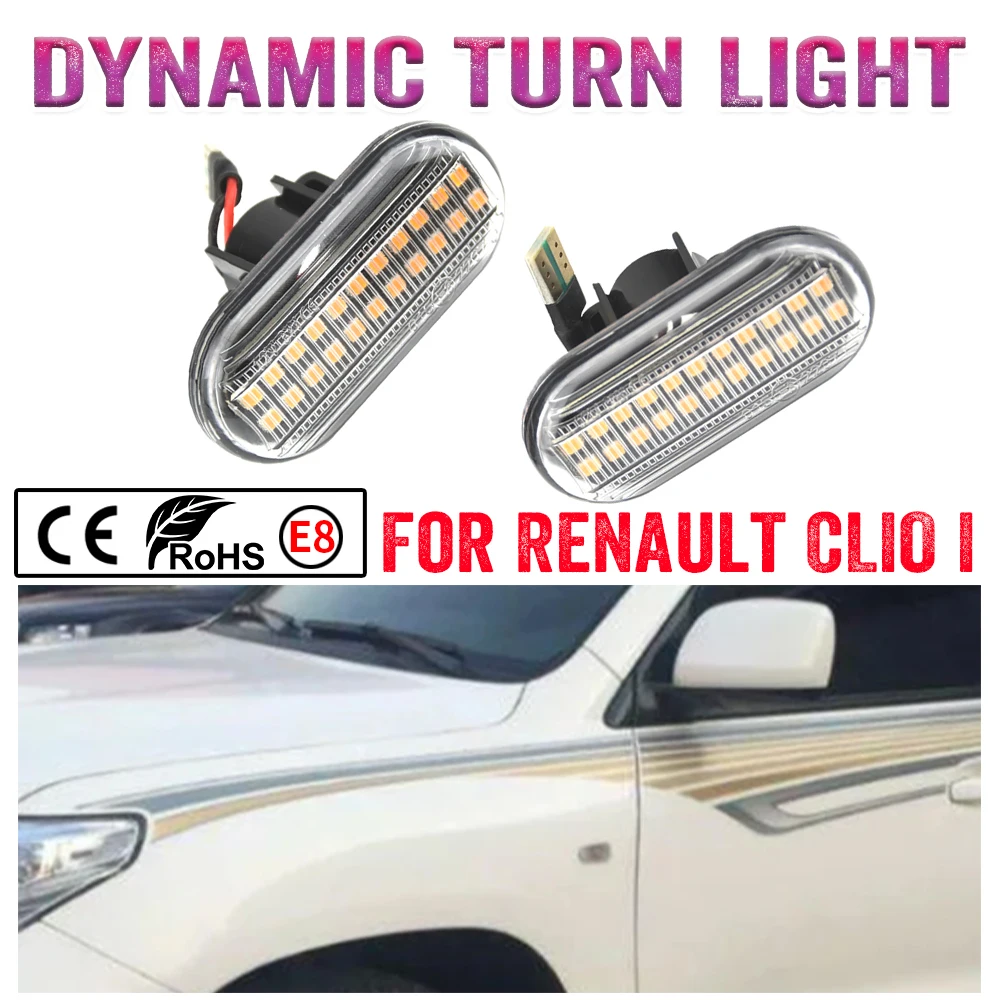2 luces Led dinámicas de señal de giro, marcador lateral para Renault Clio Trafic Kangoo Twigo Dacia Logan Duster Nissan Interstar Primastar
