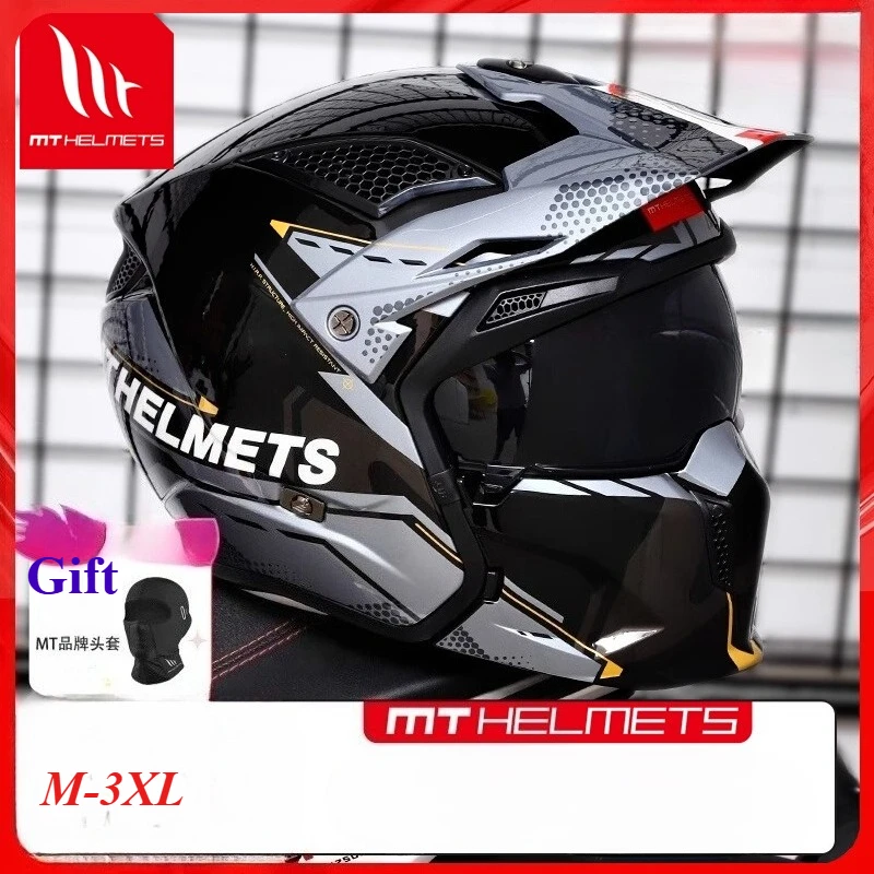 Official MT Helmet Motorcycle Unisex Rally Helmet Motorcycle Four Seasons Off-road Retro Full-face Helmet Street Fighter M-3XL