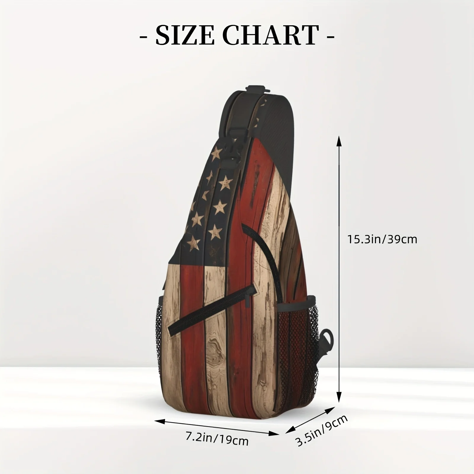 Crossbody Chest Bag Hiking Backpack Vintage American Flag Shoulder Bag Folding Large Capacity Fashion Durable For Shopping Work