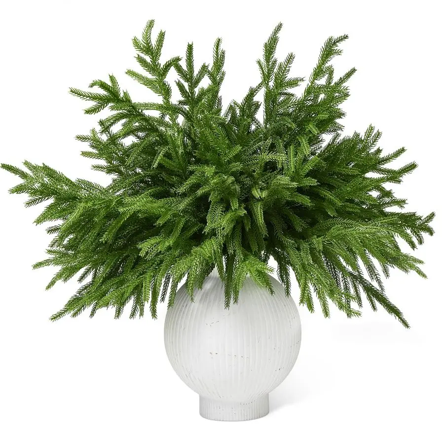

32 Pcs Real Touch Artificial Norfolk Pine Branches, 18 Inches Faux Cedar Pine Stem Fake Christmas Greenery Picks for Vase DIY Ga