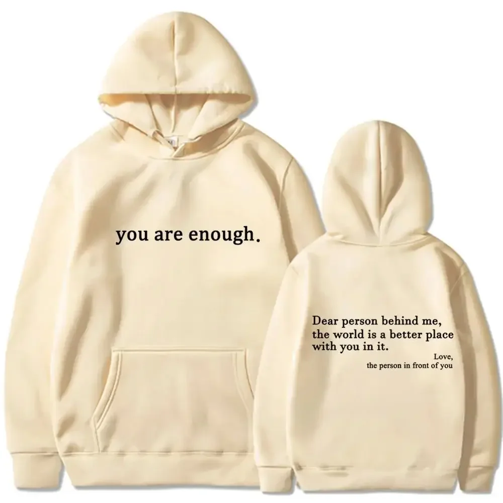 Autumn Winter Men Hooded Dear Person Behind Me The World Is A Better Place Print Hoodie Sweatshirts Unisex Pullovers Clothing