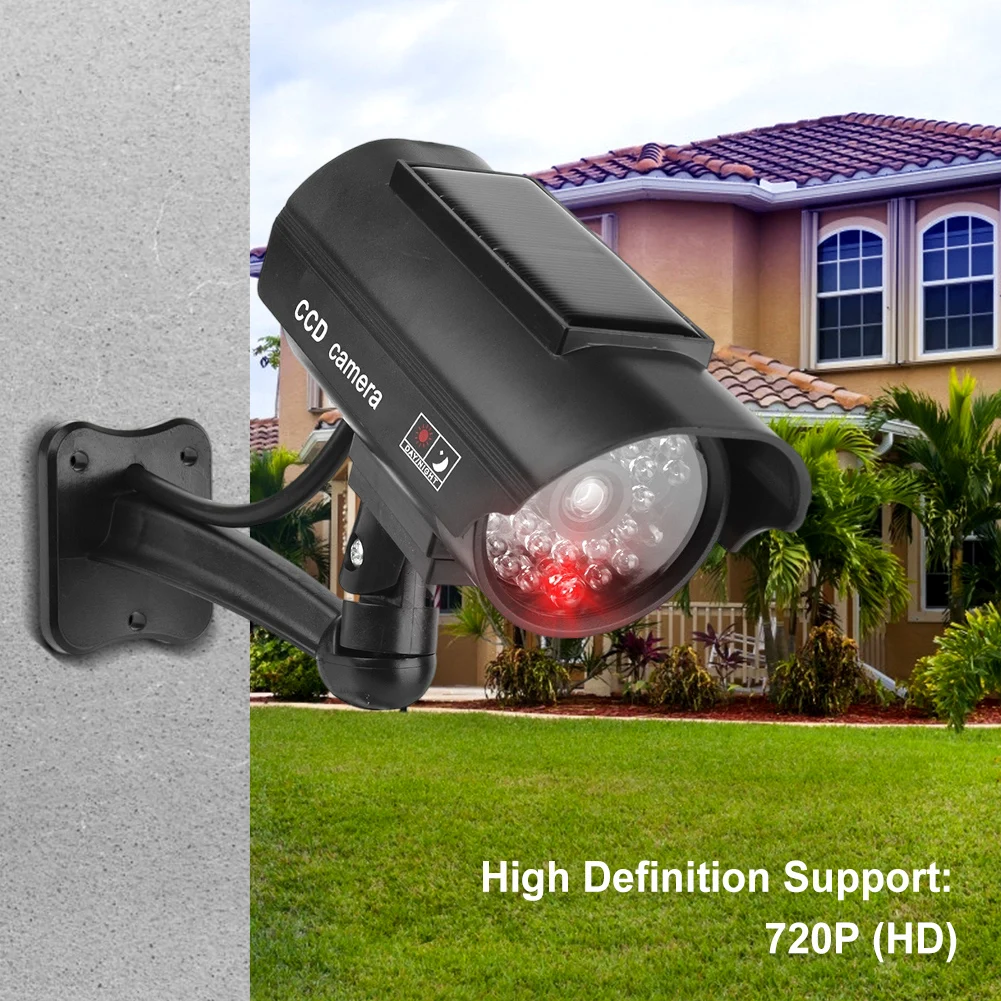 Realistic Dummy Surveillance Camera with Flashing Red LED Light for Indoor and Outdoor Security Deterrent Use