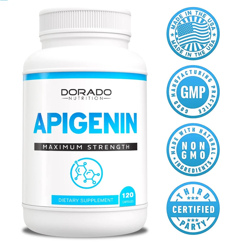 

Apigenin Capsules - 50mg Each (Potent Bioflavonoid Found In Chamomile Tea, Made and Tested In The USA