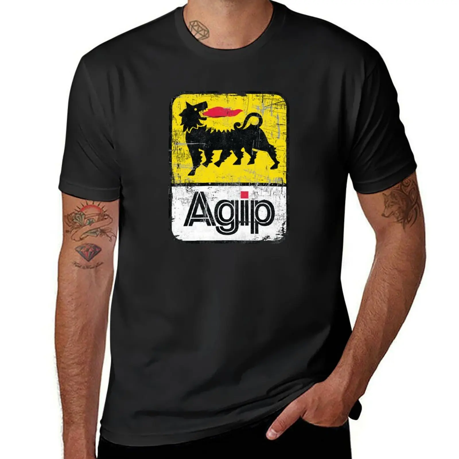 AGIP Lubricants Logo 1968 – 1998 Distressed version T-Shirt heavyweights cute tops black t-shirts for men