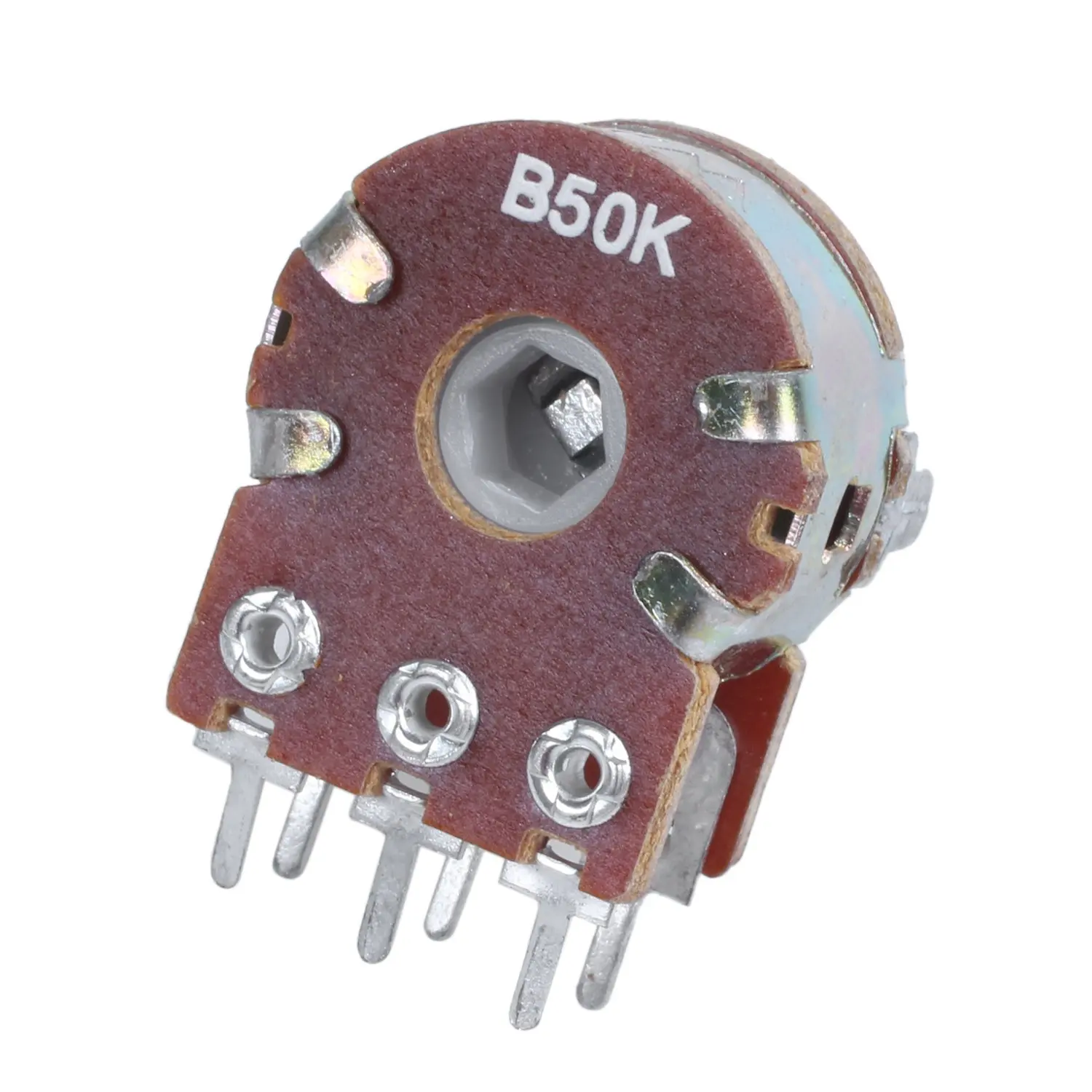 1 pcs silver metal B50K 50K ohm 6-pin dual potentiometer 3.8*2.8*1.7cm