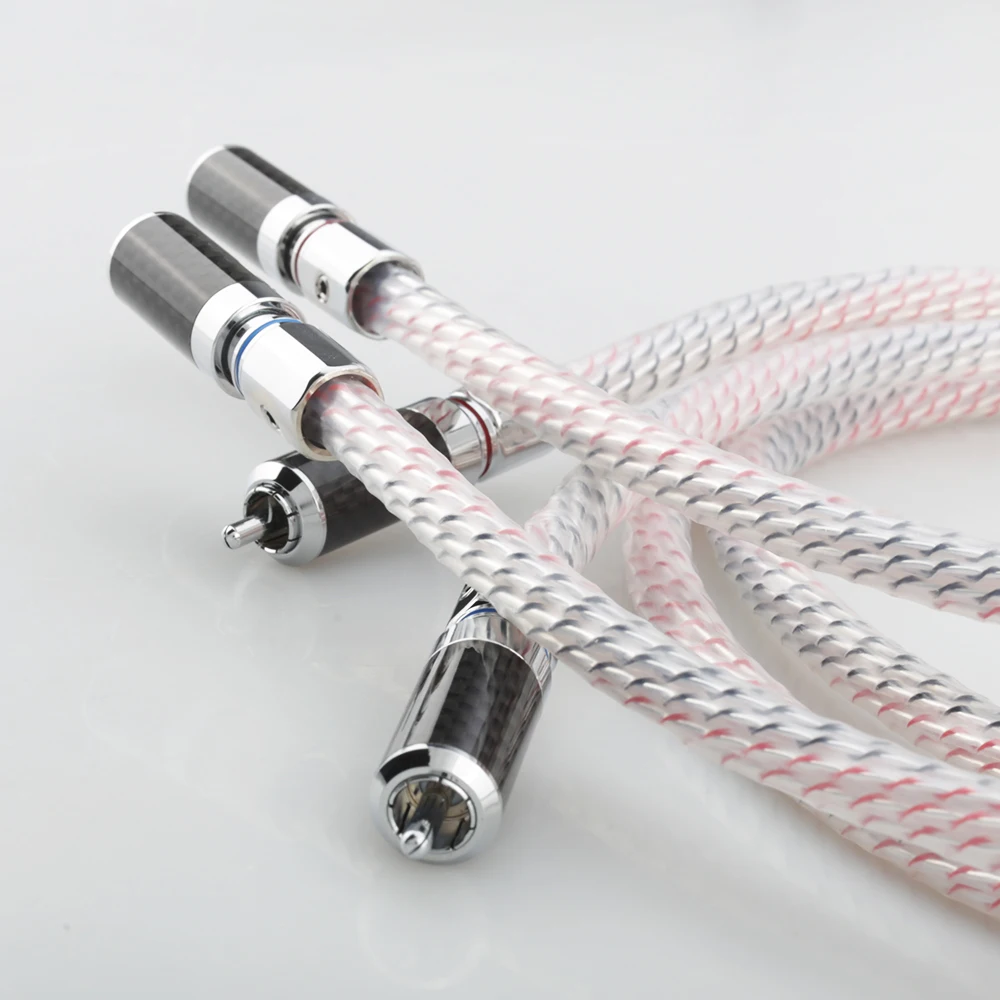 

Pair Nordost Valhalla 7N silver plated audio RCA interconnect cable with Carbon fiber RCA plug connector