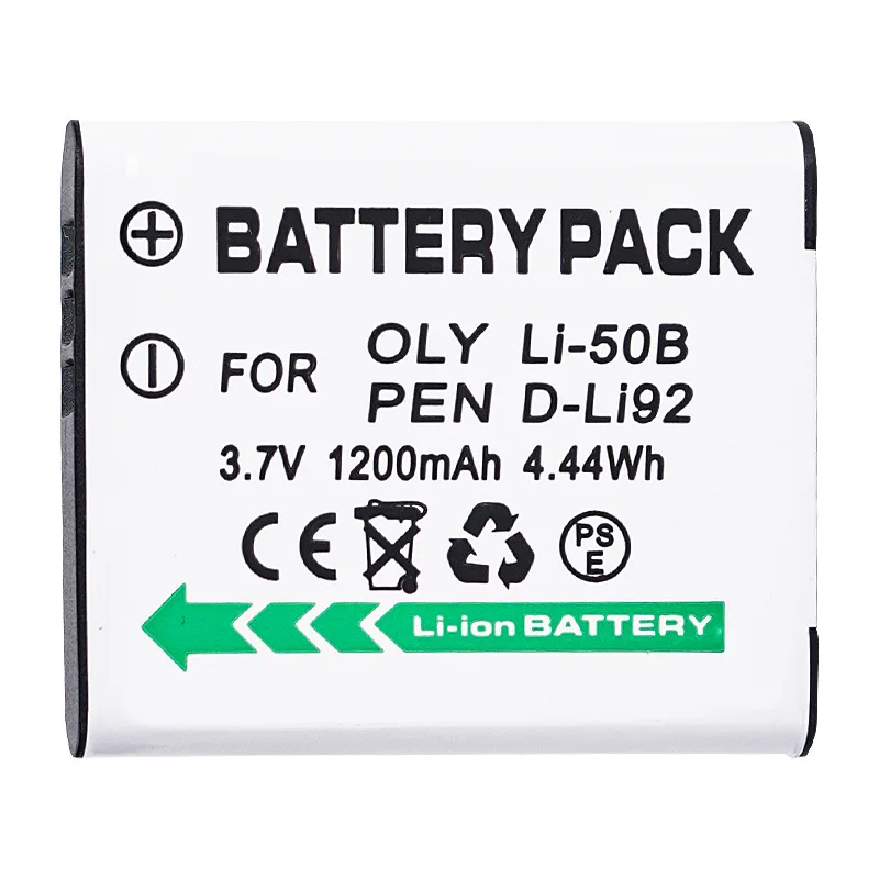 Li-50B Li50B Rechargeable Battery+Charger 3.7V 1200mAh for Olympus LI-50B LI 50B LI50B for Pentax D-LI92 XZ-1 SP-800UZ SZ-30MR