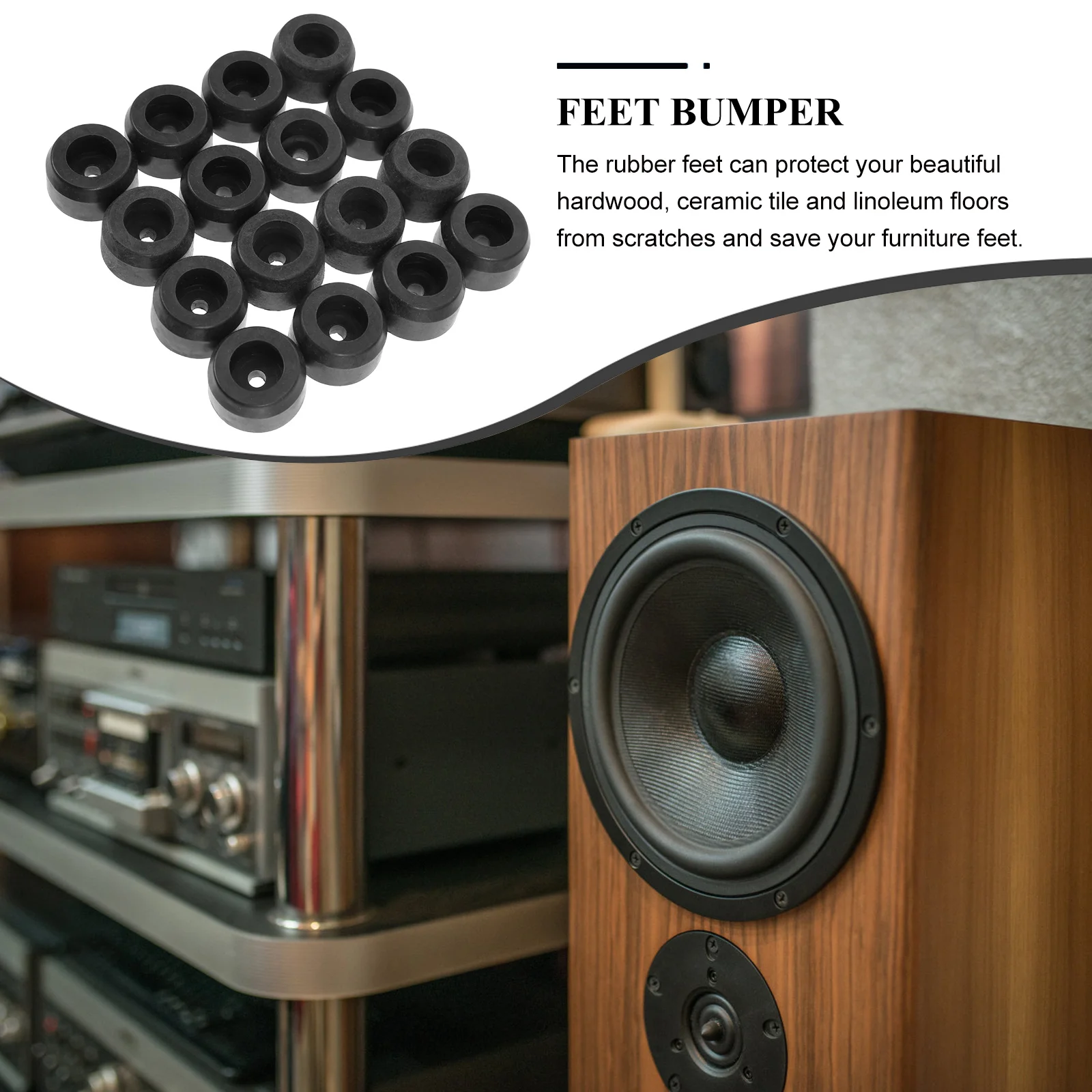 

16Pcs Anti-Vibration Rubber Feet Bumpers Furniture Amplifier Speaker Cabinet Table Leg Pads Scratch Proof Non-Slip Protectors