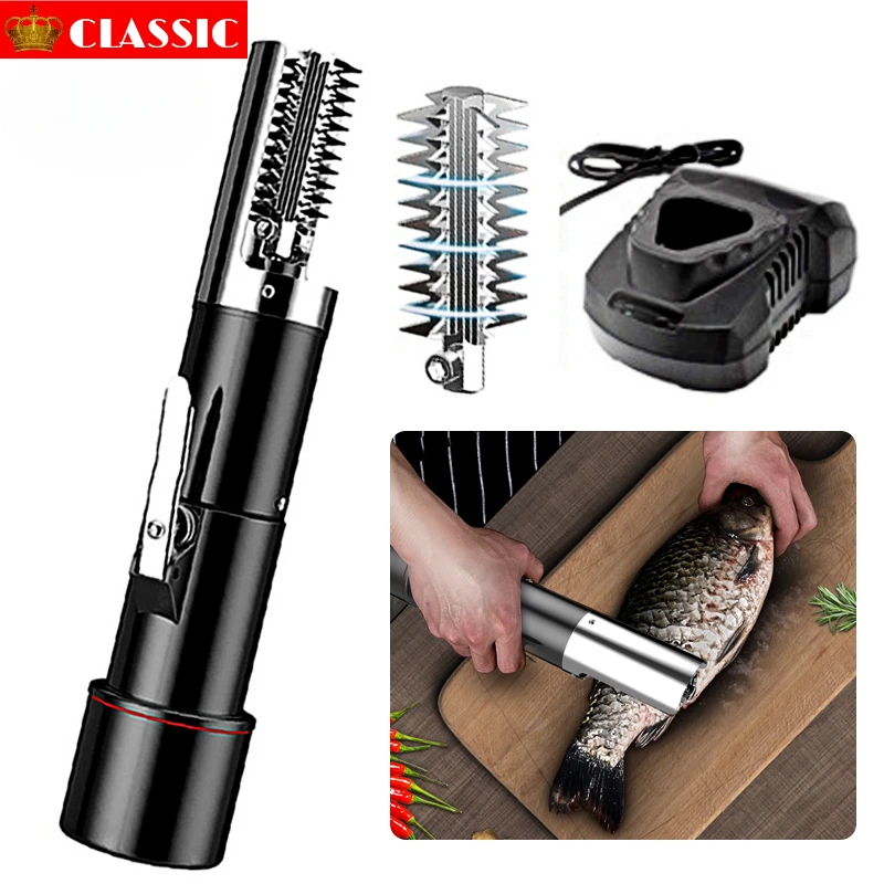 2024 New Wireless Electric Waterproof Fish Scaler Cleaner Fish Remover Cleaner Descaler Portable Seafood Scraping Tool 2200MAH