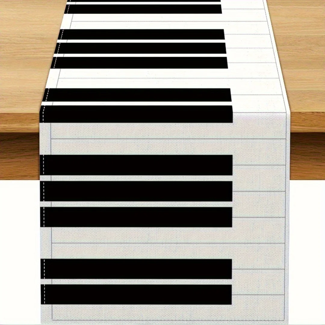 

Piano Keyboard Table Runner | Black & White Grand Piano Keys Design | Elegant Decor for Music Studios, Restaurants