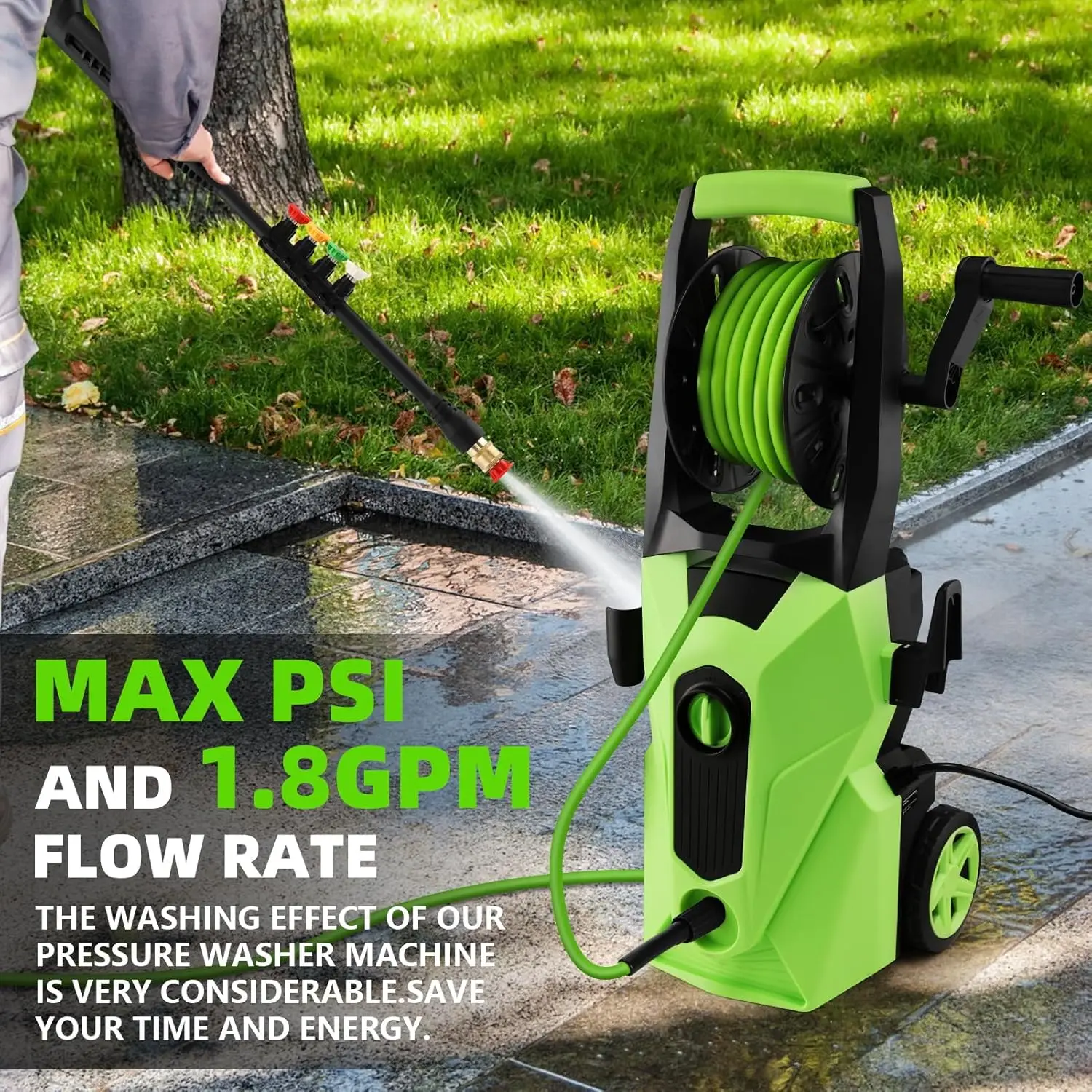 Мойка Homdox 4500 Мойка высокого давления 1800 Вт Электрическая мойка Очиститель высокого давления с карданным соплом Пенопластовая пушка, Be