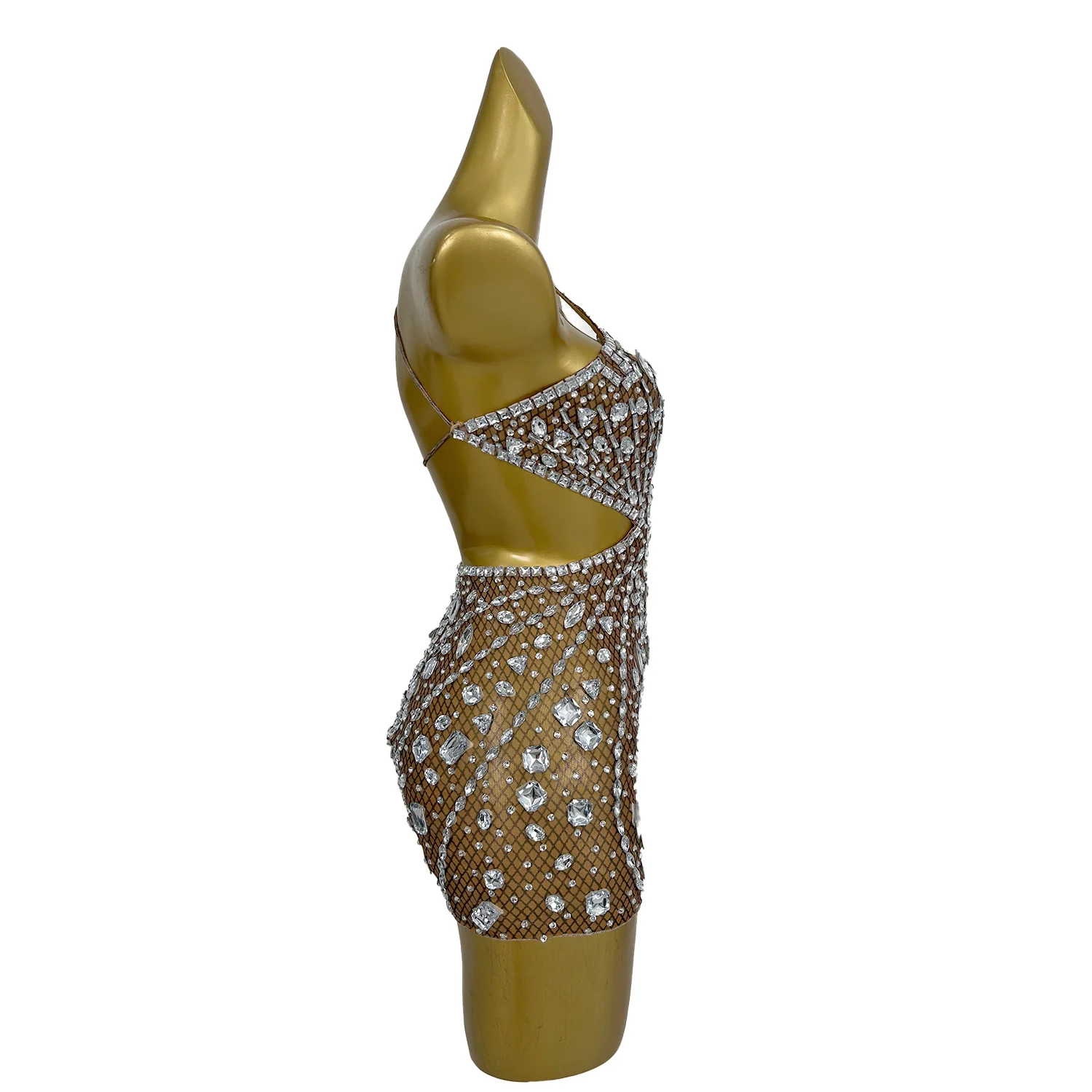 Abiti da festa da donna di lusso Juanlian Abito sexy senza schienale in rete trasparente cava Abito da spettacolo per bar Abito da ballo di compleanno festivo