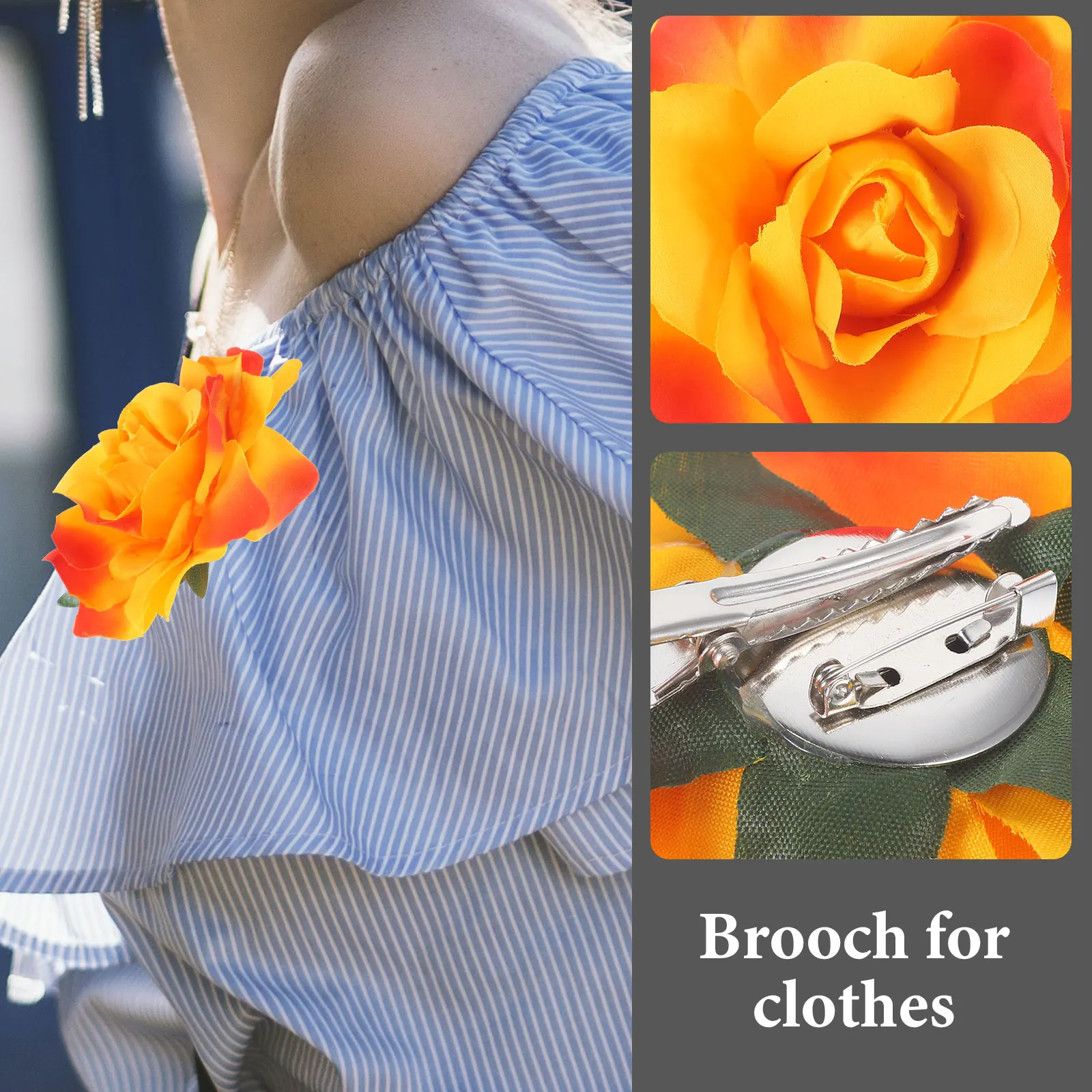 

1pcs Simulation Rose Clip Brooch Pin Floral Stickers Women Barrette Accessory For Prom Flower Hair Clip Party Wedding