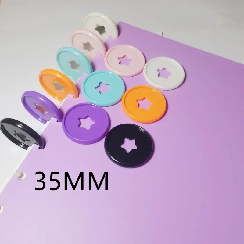 35MM 100PCS five-pointed star pattern mushroom hole binding disc loose-leaf notebook plastic ring binder