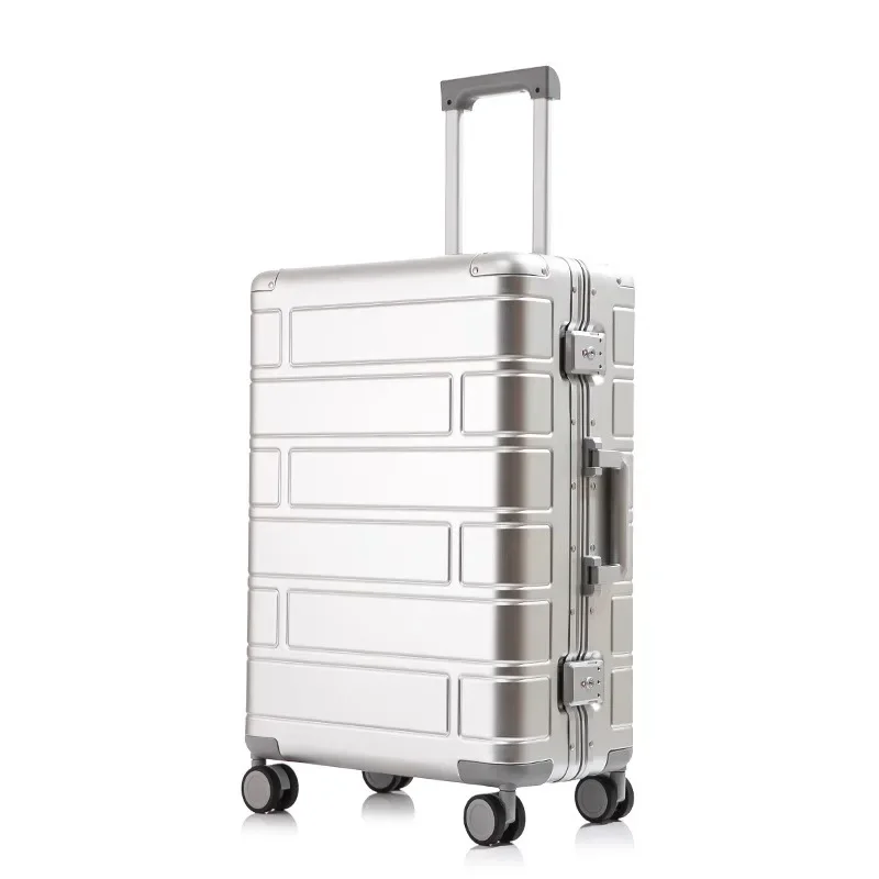 

100% Aluminum Magnesium Alloy Suitcase Password Rolling Luggage Luxury Brand Suitcases Travel Metal Waterproof Trolley Case