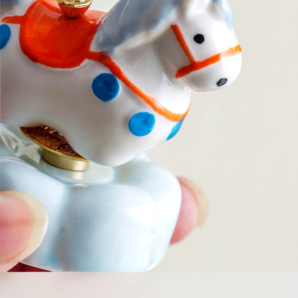 Cute Ceramic Horse Spinner Desktop Ornament Creative Car Decoration Healing Stress Relief Toy Unique Gift For Friend