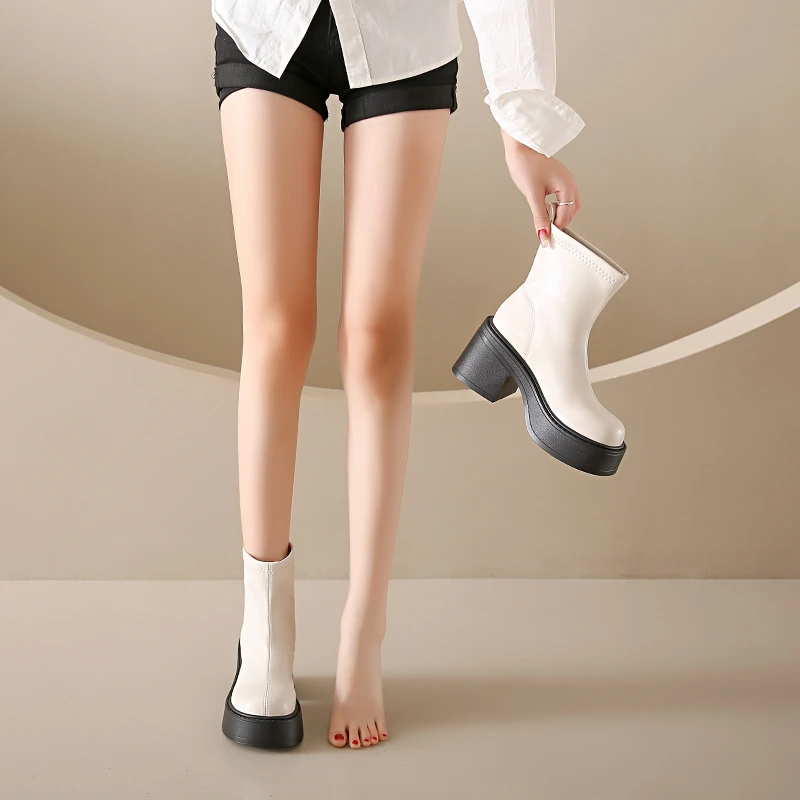 Shoes Lady Boots Boots-Women Winter Footwear Luxury Designer Autumn Ankle 2024 White Fashion Lolita Rock Lady Boots White Shoes