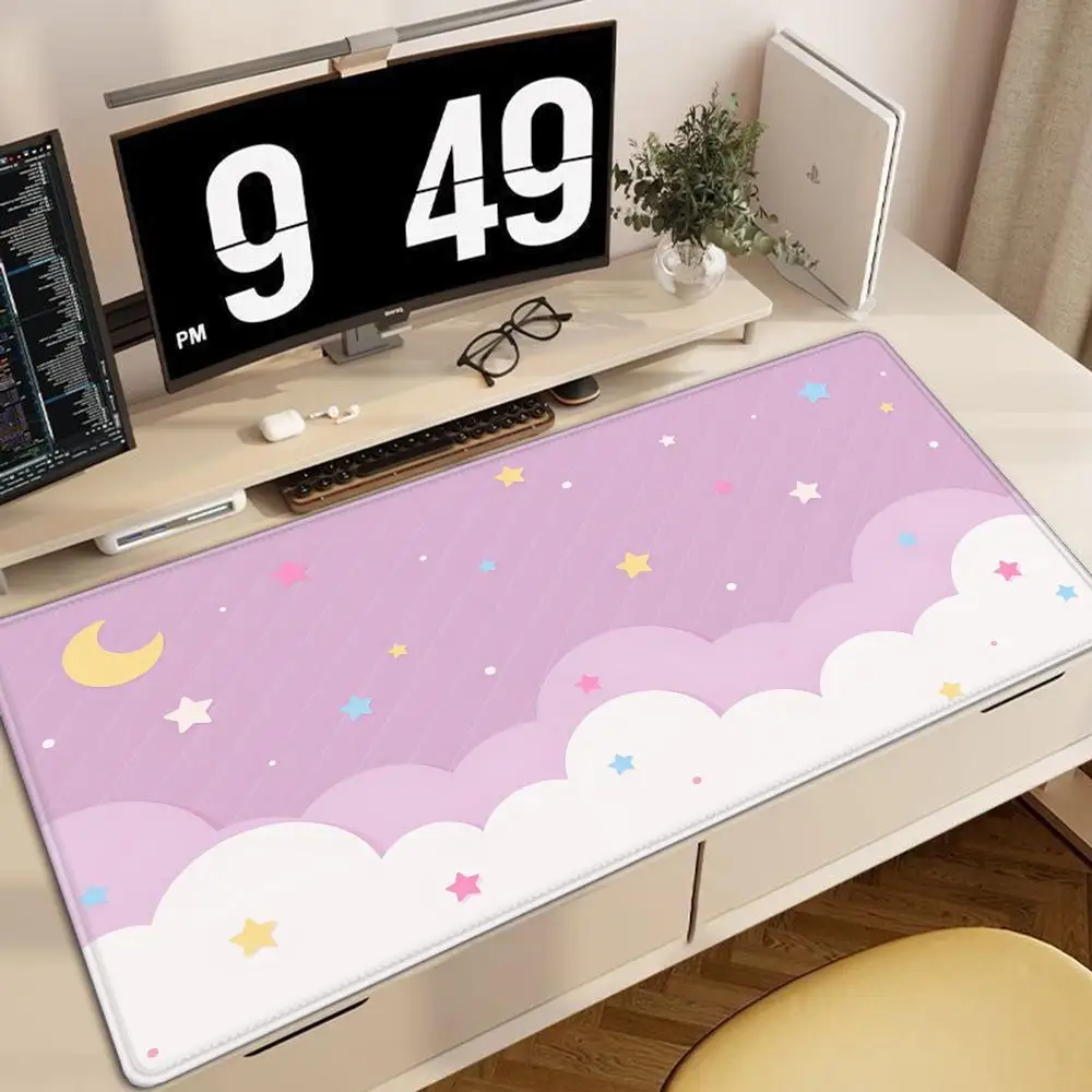 

Large Size Pink Mousepad 90x40cm Pastel Clouds Deskmat XXL Kawaii Non-slip Mouse Pad Cute Mice Rugs Extended Gaming Keyboard Mat