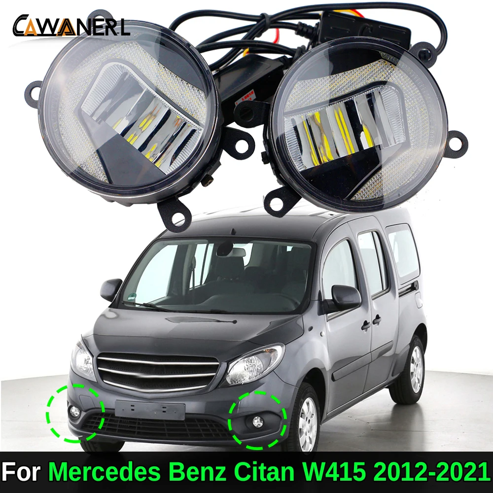 2 X 30W Car Front LED Fog Light with Daylight DRL Function For Mercedes Benz Citan W415 2012 2013 2014 2016 2017 2018 2019 2020