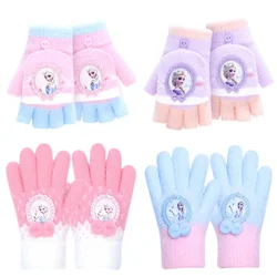 Disney Frozen Series Glove Children Cute Cartoon Princess Elsa Gloves Girl Keep Warm Knit Glove Women Birthday Winter Party Gift