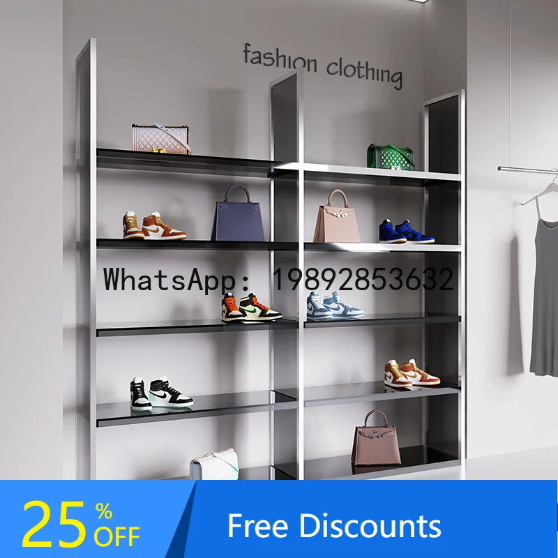 

Shelves Clothing Store Shoes Bags Stainless Steel Display Cabinet Multi-functional Floor-standing Storage Shelves
