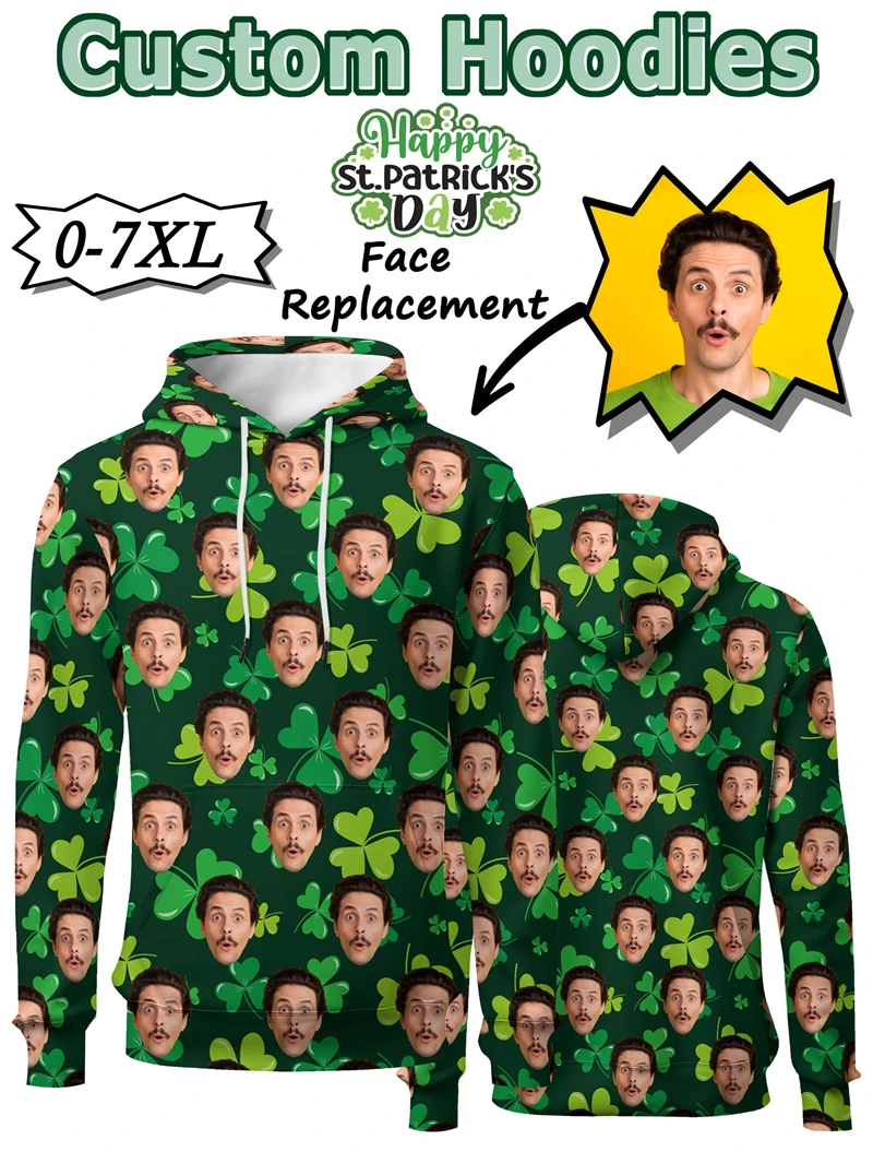 Newest 3D Hoodies Graphic Custom Face Sweatshirt For Men Women Funny Customization Photo Sweatshirts Fashion Hoodies Y2k Clothes