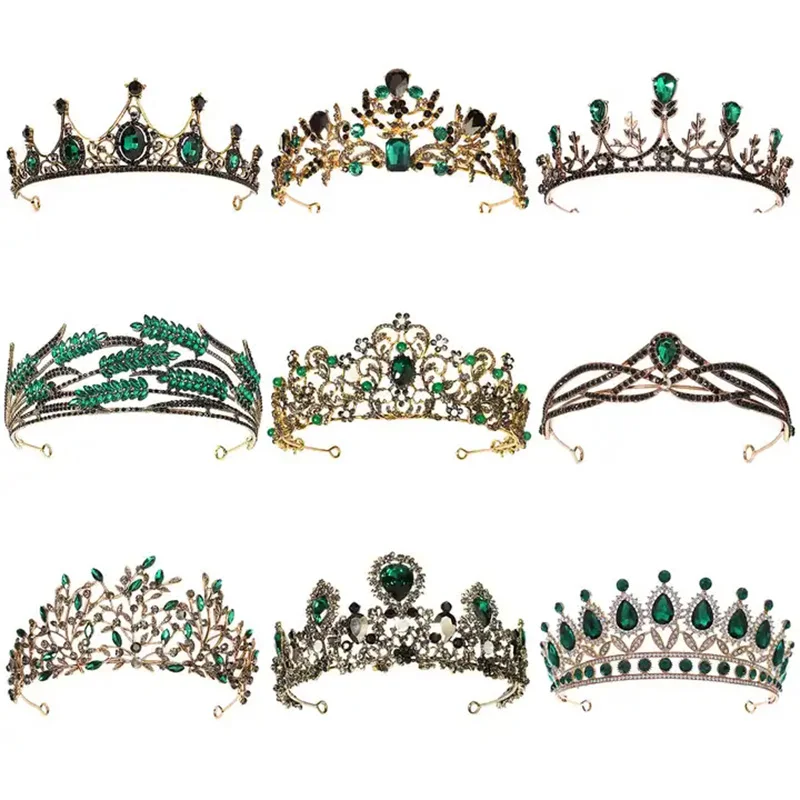 Halloween Party Green Wedding Bridal Pageant Rhinestone Crystal Tiaras Crown Tiaras And Crowns For Women Hair Accessories