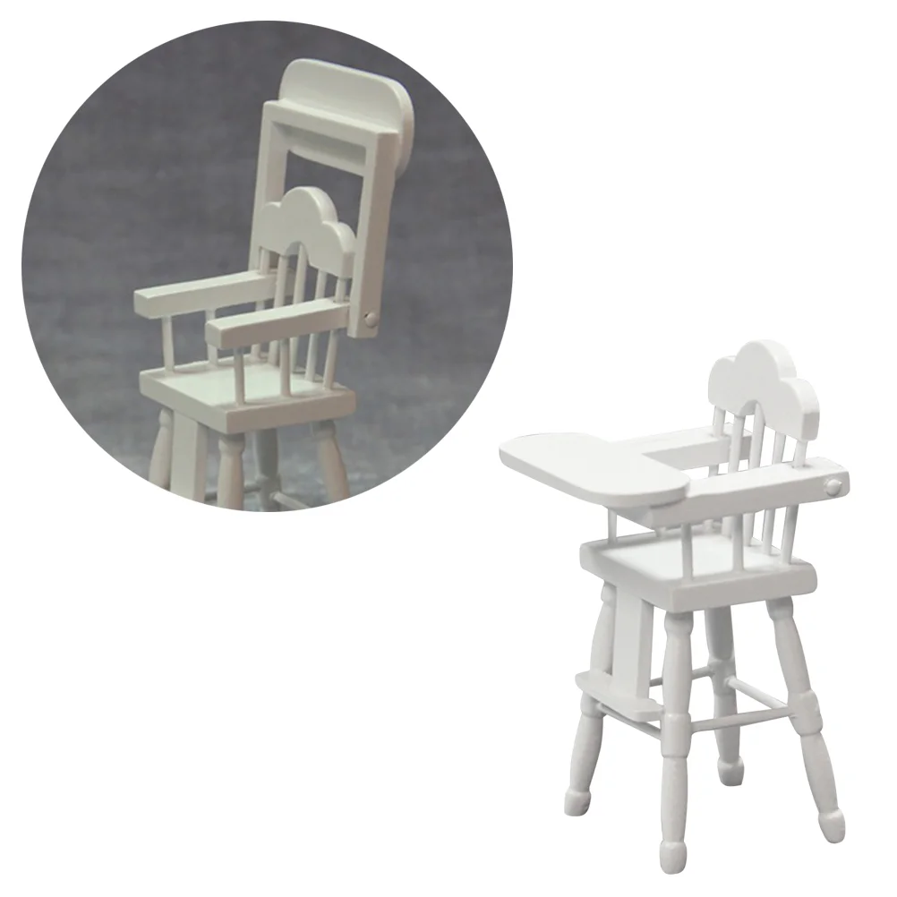 

Kids Mini High Chair Toys Adjustable Table Seat Mold Toddler Feeding Highchair Decorative Furniture Model Play House Toy White B