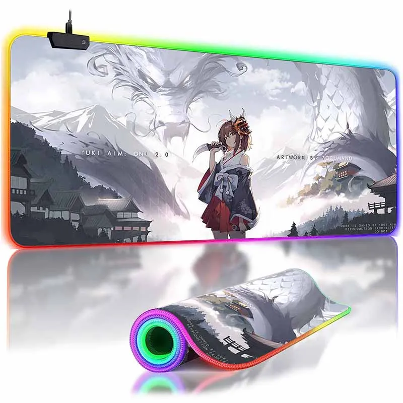 

LED Gaming Mousepads Yuki Aim RGB Large Mouse Mat Large Desk Pads Non-Slip Speed Rubber Mouse Pad E-Sports Desk Keyboard Mats