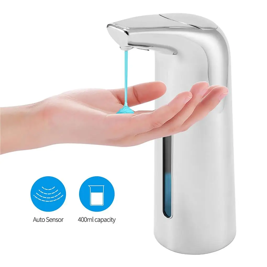 Soap Dispenser 400ml with Base Battery Operated Sensor Liquid Dispensers Foam Dispensing Tool for Bathroom Washroom  Gold