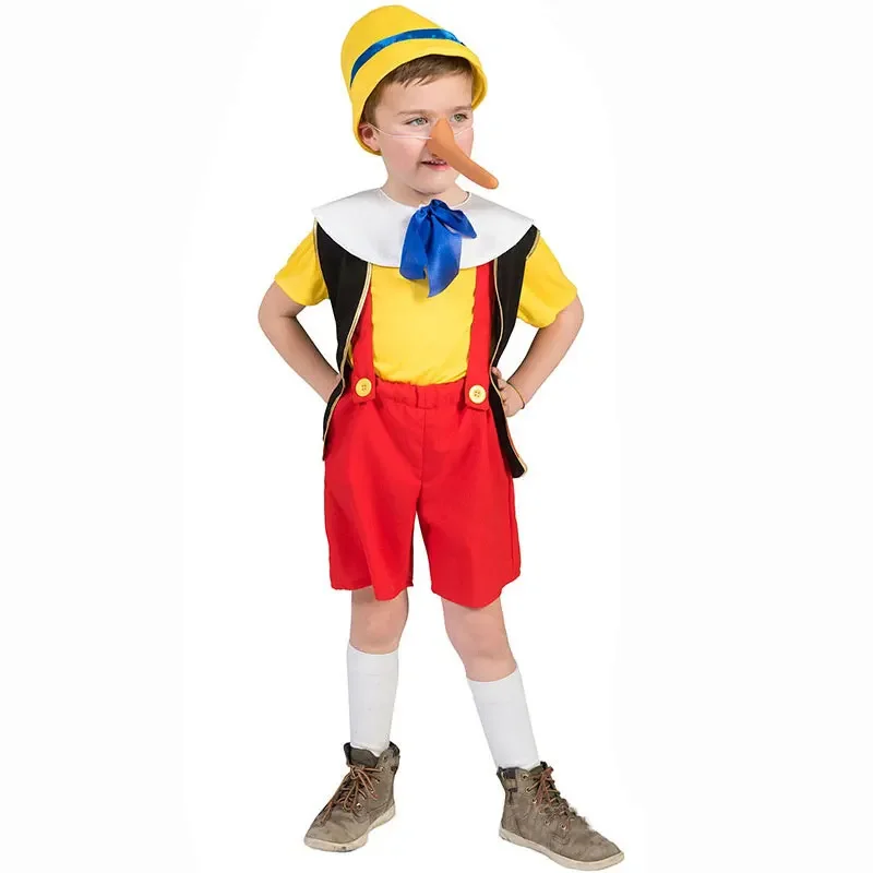 Halloween Costume Pinocchio Costume for Kid Child Toddler Boy with Long Nose 3-4T 4-12T