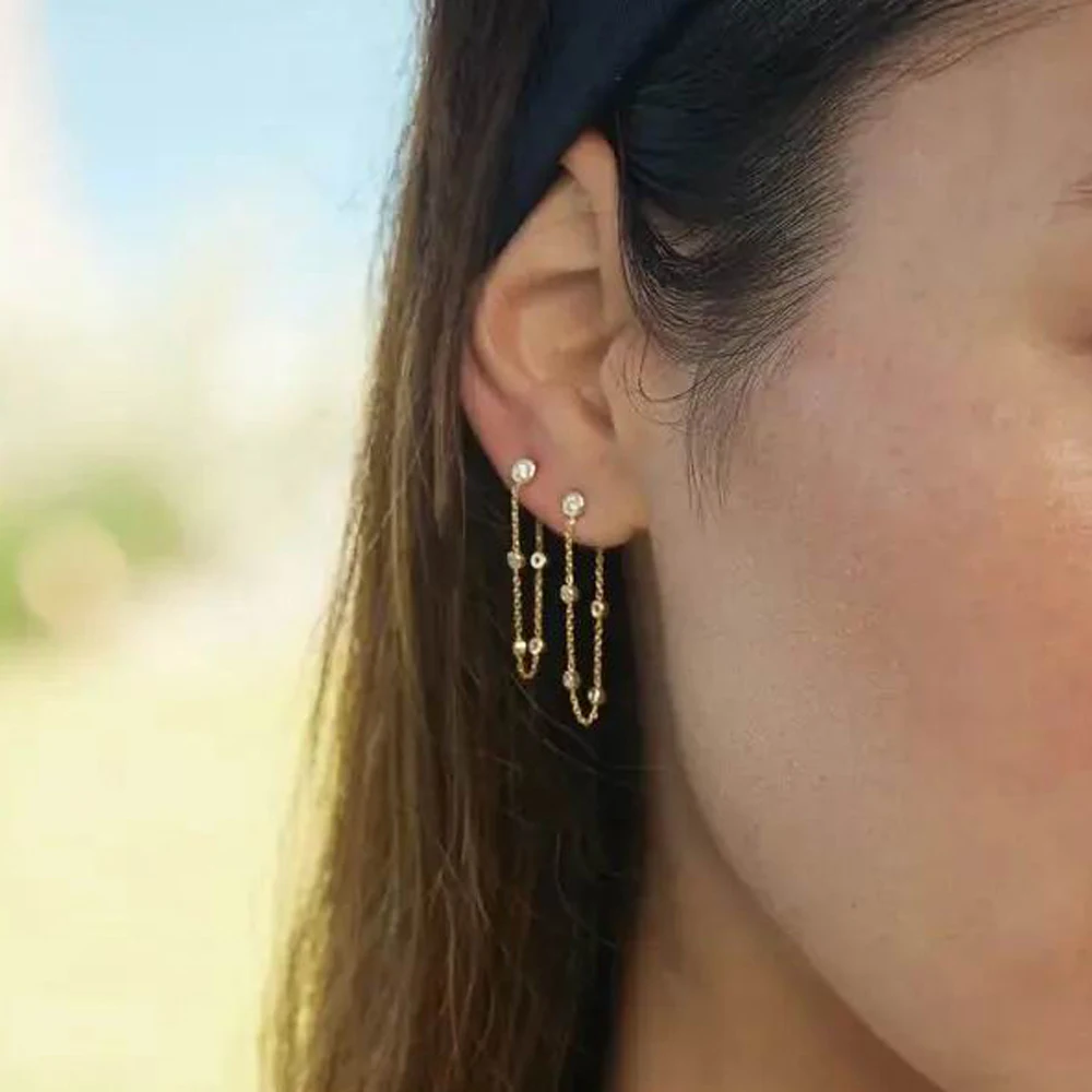 

2025Новые модные серьги из стерлингового серебра 925 пробы с длинной цепочкой с кисточками, висячие серьги с цирконием для женщин, шикарные ювелирные изделия