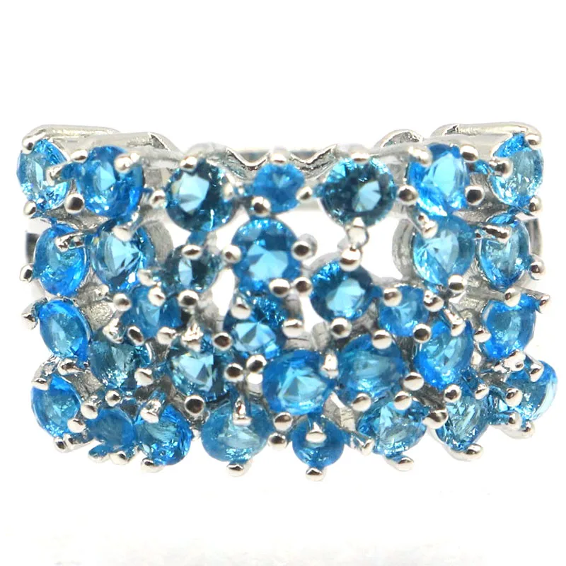 

21x14mm Highly Recommend 4.7g Pink Morganite Swiss Blue Topaz Tanzanite Women Silver Rings