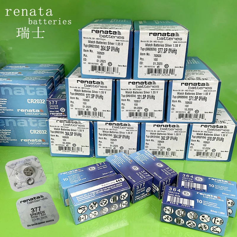 100Xrenata Silver Oxide Watch Battery 395 SR927SW 927 1.55V 100% original brand renata 395 renata 927 battery