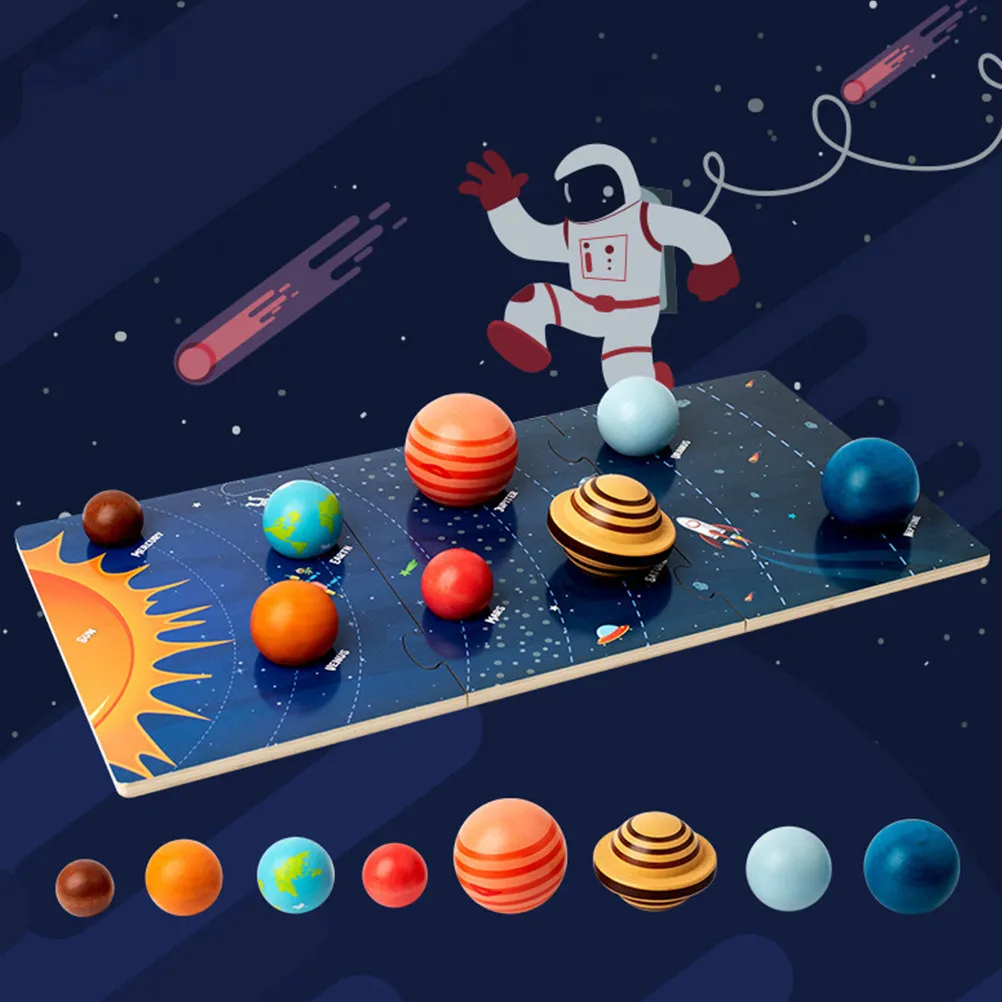 

1Set Planet Puzzle Solar System Matching Educational Wooden Space Learning for Kids Logical Thinking Enhancement