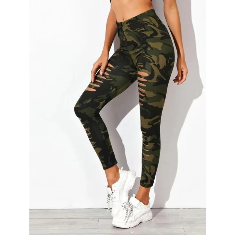 Camo Hollow Out Leggings for Women Sexy Seamless Leggings High Waist Hip Liftting Fitness Pants Workout Running Yoga Pants