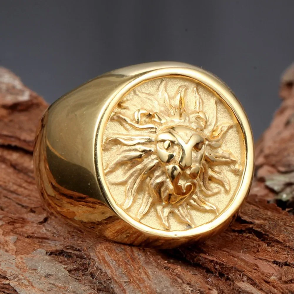 Der Löwen könig schnitzt Tianium Edelstahl ringe für Männer coole maskuline Finger bänder Schmuck zubehör Größe 8,9,10,11,12,13