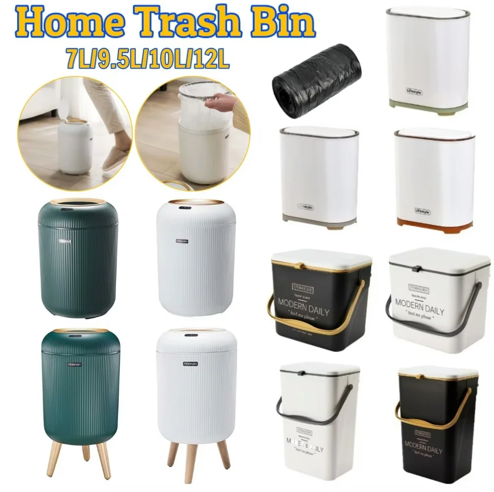 9.5L/10L Kitchen Trash Bin with Lid Automatic Sensor Mini Bin for Table Bathroom