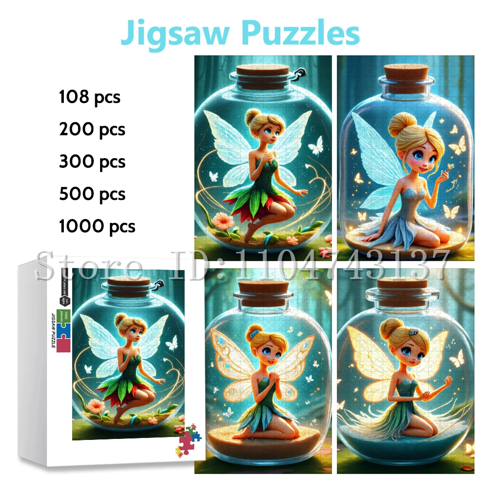 

Disney Tinkerbell Jigsaw Puzzles New Cartoon Cute Pretty Fairy Elves Girl Puzzles for Children Intelligence Education Game Toys