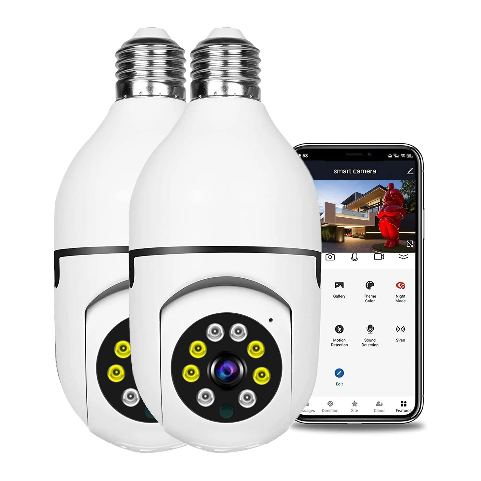 

1080P Wireless Light Bulb Monitor Camera WiFi Security Camera 2MP Smart Motion Detection & Alarm Mobile APP Remote Monitorin