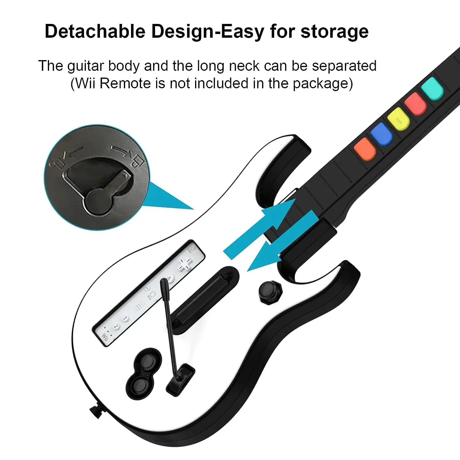 DOYO Wii Guitar Hero for Wii Controller Wireless, Guitar Hero Controller Compatible with Guitar Hero Wii and Rock Band 2 Games w