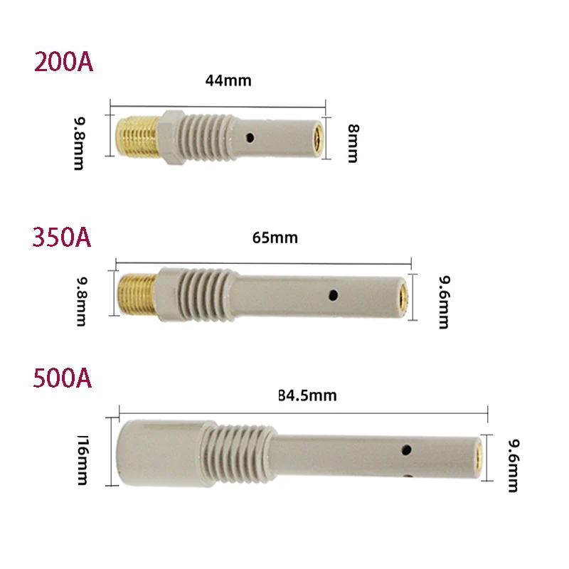 MIG Soldagem Rod Dicas Soldador, Tip Holder, Welding Machine Acessórios, Conexão Gás Biela, 200A, 350A, 500A, 5 Pcs