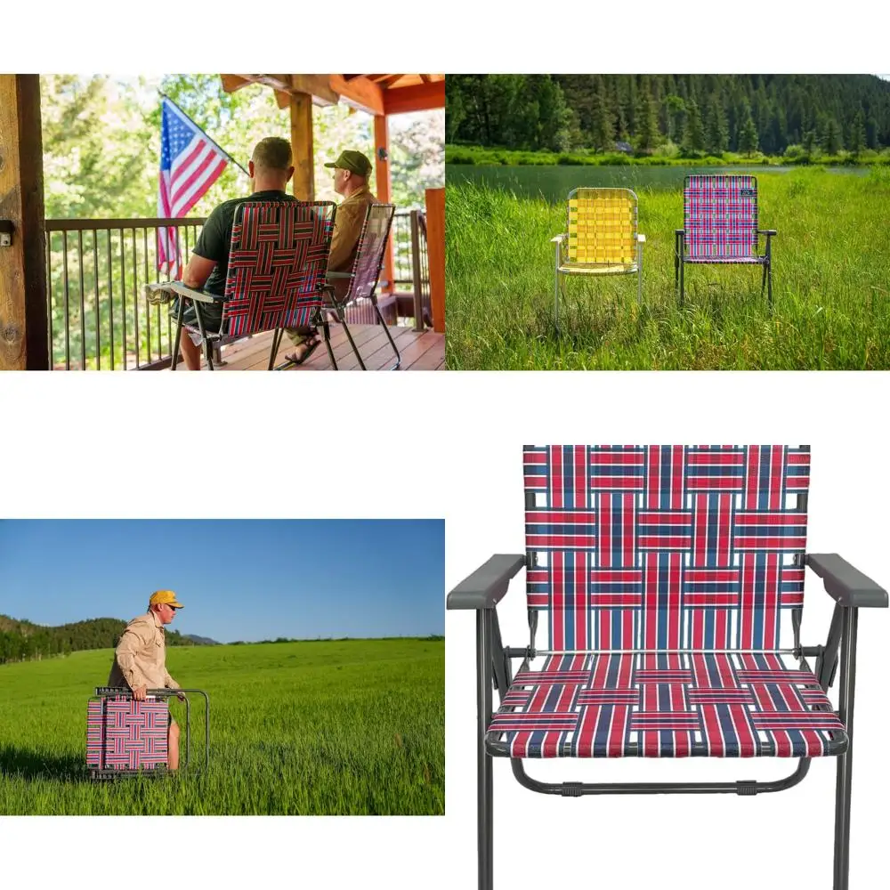 

Vintage-Inspired Lightweight Folding Camping Chair with Steel Frame and 300lb Weight Capacity by Caddis Sports
