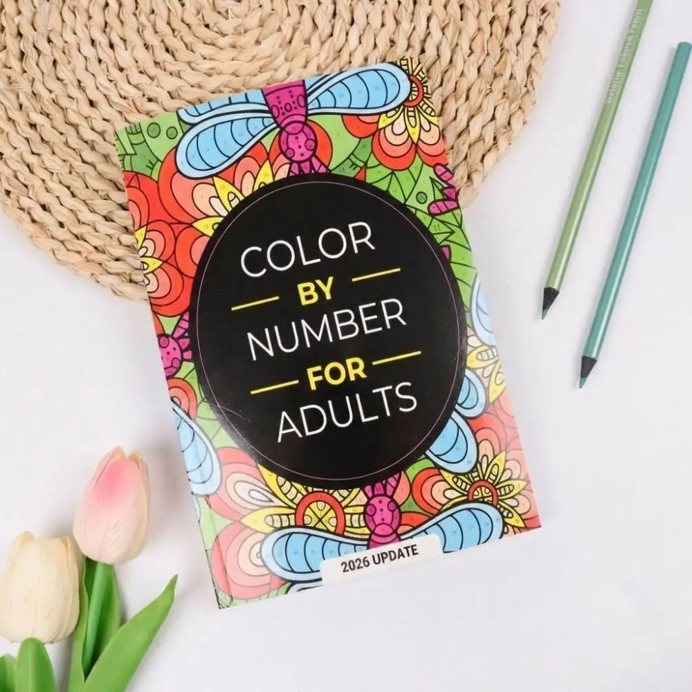 80 Pages Color By Number for Adult Anxiety Therapy Stress Relief Coloring Book Unique Background Drawing Painting Book