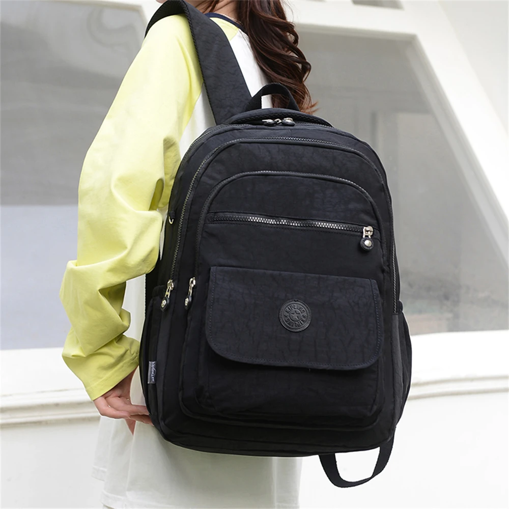 New High Quality Nylon Women's Backpack Solid Color Large Capacity Ladies Backpack 2023 Fashion Ladies Student Bag Bolso Mujer